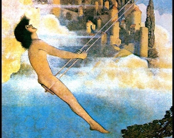 Maxfield Parrish, Reveries, Art Print, 1920's Style, Vintage Print
