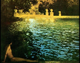 Maxfield Parrish Print, 'The Pool, Villa d'Este', Tivoli, Circa 1904, 10x14, Art Nouveau, Wall Hanging, Home Decor