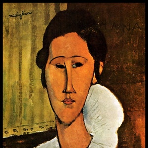 Modigliani Print, Modigliani Painting, Amedeo Modigliani, Home Decor, Modigliani, &quot;Portrait of Anna&quot;,  Circa 1918, Vintage Book Plate Print