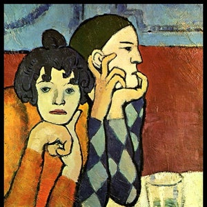 Picasso, Picasso Print, Pablo Picasso, Picasso Poster, Modern Minimalist, Minimalist Wall Art, Picasso Wall Art, Harlequin and his Companion