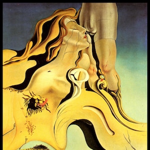 Dali, Salvadore Dali, Salvadore Dali Print, Strange, Altered Art, Surrealism, Surrealist, Dali Print, Vintage,&quot;The Great Masturbator-Detail&quot;