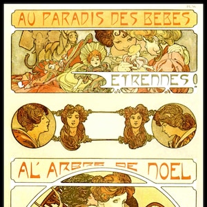Alphonse Mucha, Art Nouveau Print, Art Nouveau, Wall Art, Wall Hanging, Poster, Documents Decoratifs, Circa 1901, Vintage Art Nouveau