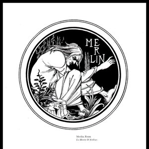 Art Nouveau Print , Aubrey Beardsley,  Vintage Print, Merlin, Art Nouveau, Wall Hanging, Wall Decour, Wall Art, Original Book Page Print