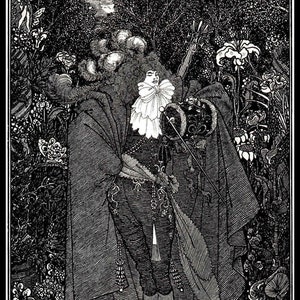 Art Nouveau, Aubrey Beardsley, Art Nouveau Print, Black and White, Art Illustration, Fine Art Print, Book Art Print, Fantasy, Goth, Vintage