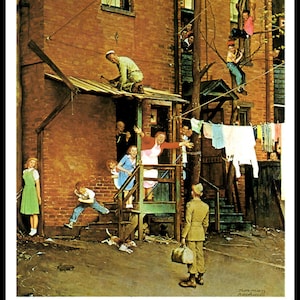 Norman Rockwell Print, &quot;Homecoming G.I.&quot;, Original Painting For Post Cover May 26, 1945,  Vintage Book Page Print