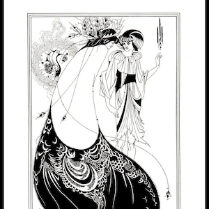 Aubrey Beardsley Print, Art Nouveau, Art Nouveau Print, Wall Art, Wall Decor, "Salome: The Peacock Skirt", , Original Book Page Print