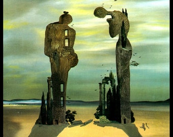 Salvador Dali Print, "Archeological Reminiscence Of Millet's Angelus", Salvador, Dali, Surrealism, Dali Painting, Vintage Book Plate Print