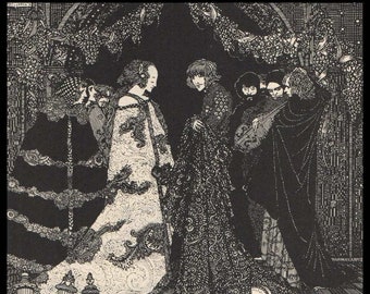 Edgar Allan Poe, Horror, Edgar Allen Poe, "The Assignation", Creepy, Mystery, Gothic, Goth, Macabre, Art Nouveau,  Harry Clark