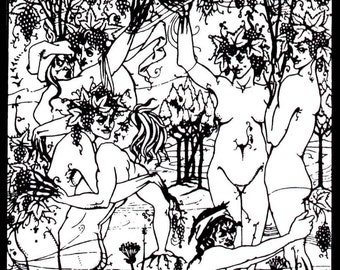 Erotic Art, Nude Print, Erotic Nudity, Aubrey Beardsley, Black and White, Female Nudity, Erotic Drawing, Illustration, Art Nouveau, Fantasy