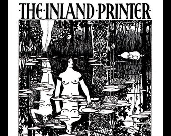 Art Nouveau , Art Nouveau Print, William H. Bradley ", The Island Printer", Wall Art, Wall Hanging, Professionally Matted 8 x 10