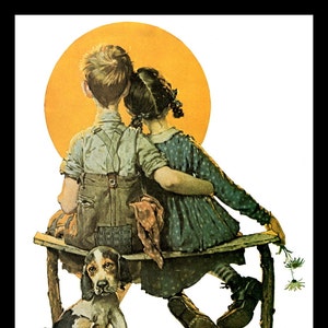 Norman Rockwell Print, "First Love", Circa 1926, Original Vintage Book Page Print, Post Cover