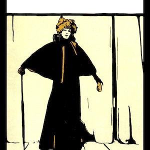 Art Nouveau Print - Vintage William Nicholson &quot;Sarah Bernhardt&quot;, Circa 1899, Original Book Plate Print, Professionally Matted 8 x 10
