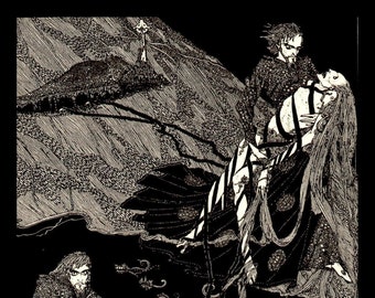 Edgar Allan Poe, Horror, Creepy, Mystery, Gothic, The Raven, Goth, Macabre, Vintage, Harry Clark, Art Nouveau