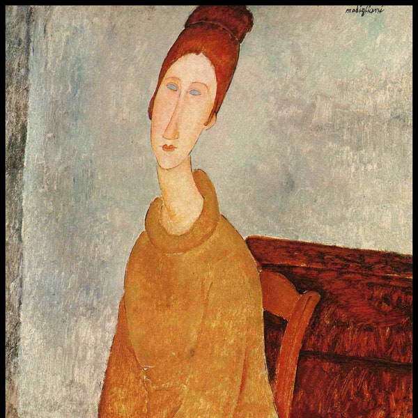 Modigliani Painting ,Modigliani Print, Amedeo Modigliani, Home Decor, Modigliani, "Yellow Sweater", 1919, Vintage Book Plate Print