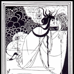 Art Nouveau Print - Aubrey Beardsley Vintage, The Kiss, Art Nouveau, Original Book Page Print, Ready For Framing, Wall Decor, Fantasy, Goth