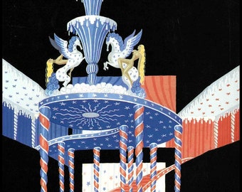 Erte, Art Deco, Erte Pints, 1920's, Home Decor, Wall Hanging, Erte Poster, Art Deco Poster, Set Design for Machinerie, 1948