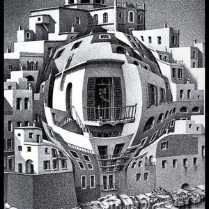 M C Escher, Balcony, 1945, Catalogue No 334, Graphics M C Escher, Balcony, 1945, Catalogue No 334, Graphics
