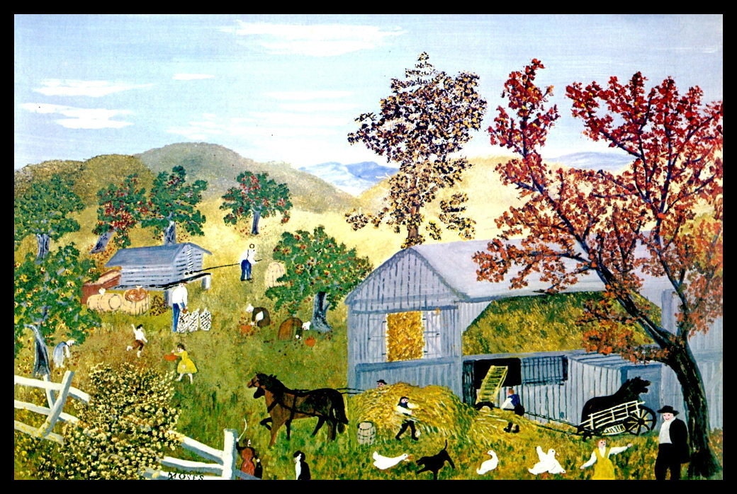 Grandma Moses, Grandma Moses Print, Country Decor, Primitive, Folk