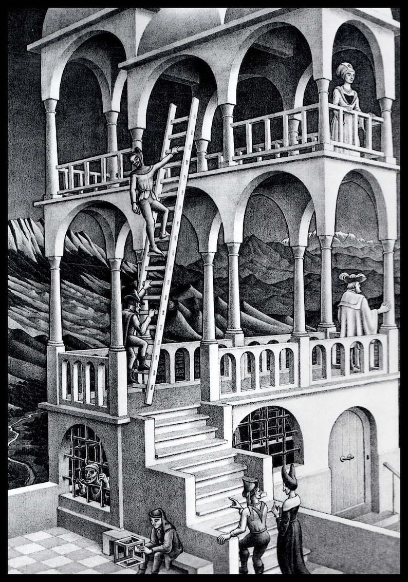 Mc Escher Print Escher Artbelvedere Circa 1958 Etsy