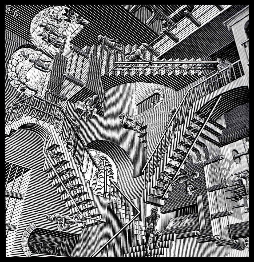 Mc Escher Print Escher Art Relativity Circa 1953 Vintage Print