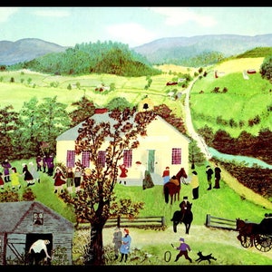 Grandma Moses, Grandma Moses Print, Vintage Americana, Country Home Decor, Folk Art, Americana, Circa 1949, Farm, Vintage Book Page Print