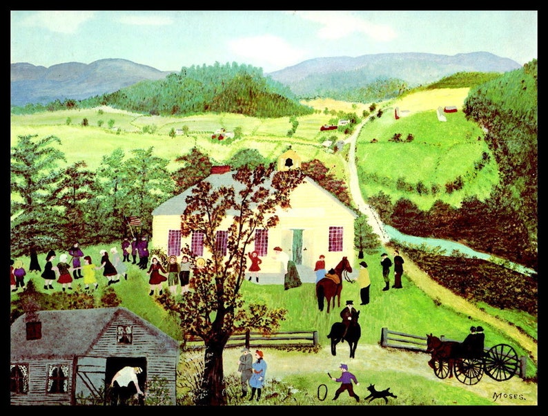 Grandma Moses, Grandma Moses Print, Vintage Americana, Country Home Decor, Folk Art, Americana, Circa 1949, Farm, Vintage Book Page Print image 1