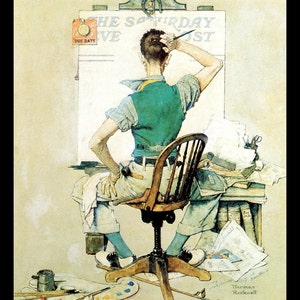 Norman Rockwell Print, &quot;The Artist&quot;, Circa 1938, Original Vintage Book Page Print, Post Cover, Ready To Frame