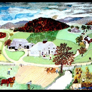 Grandma Moses, Grandma Moses Print, Vintage Americana, Country Home Decor, Folk Art, Americana, Circa 1943, Farm, Vintage Book Page Print