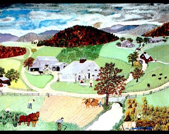 Grandma Moses, Grandma Moses Print, Vintage Americana, Country Home Decor, Folk Art, Americana, Circa 1943, Farm, Vintage Book Page Print