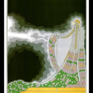 Erte , Erte Print,  Art Deco, Home Decor, Costume Design, Wall Hanging, Art Deco Print, 1920's, 'At The Theatre: Melisande'