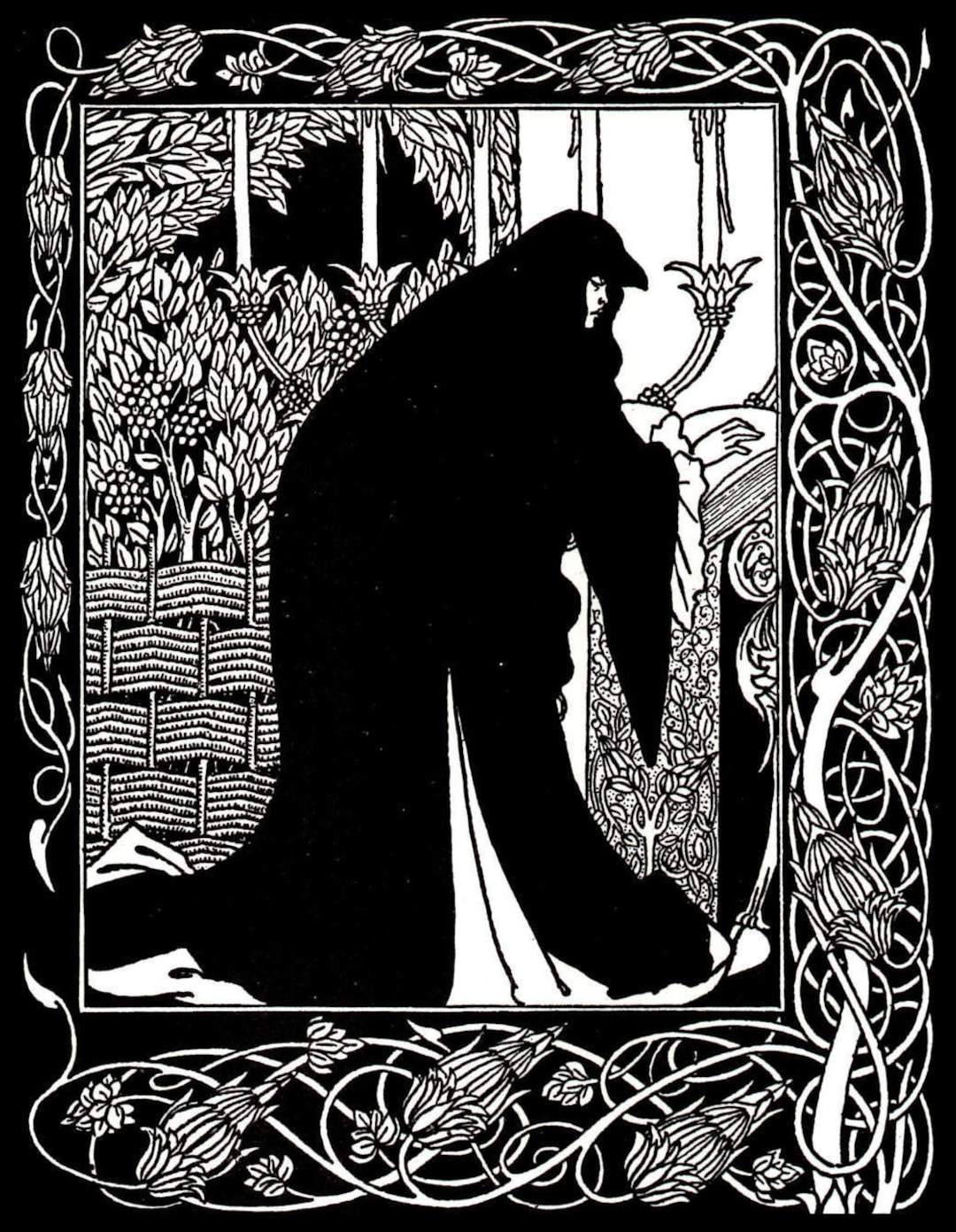 Art Nouveau, Aubrey Beardsley, Art Nouveau Print, Black and White, Art