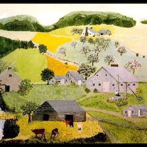 Grandma Moses, Grandma Moses Print, Vintage Americana, Country Home Decor, Folk Art, Americana, Farm, Vintage Book Page Print