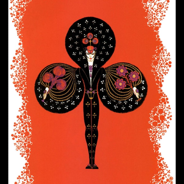 Erte  Print, The Aces: "Clubs", Original Vintage Art Print, Ready To Frame