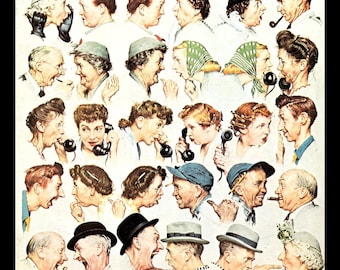 Norman Rockwell Print, &quot;The Gossips&quot;, Circa 1948, Original Vintage Book Page Print, Post Cover