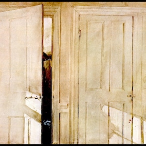 Andrew Wyeth Print, &quot;Open and Closed&quot;, Original Vintage Bookplate Print, Circa 1964, Collectible Americana Art, Ready To Frame