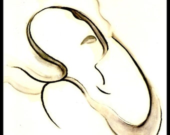 1917 Georgia O'keeffe Print, Seated Nude XI, Watercolor, Original