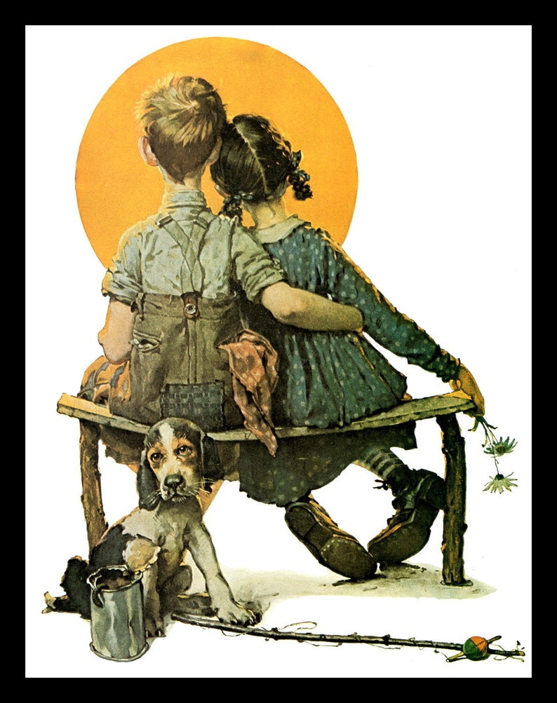 Norman Rockwell Print, First Love, Circa 1926, Original Vintage Book Page Print, Post Cover image 1