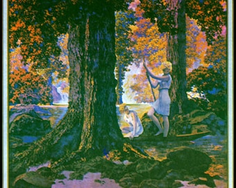 Maxfield Parrish Print, Circa 1929, 'golden Hours' From the Edison