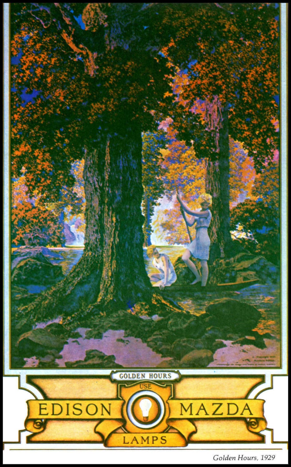 Maxfield Parrish Print, Circa 1929, 'golden Hours' From the Edison