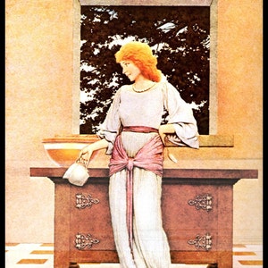 Maxfield Parrish Print, Vintage Illustration, Circa 1925, &#39;Lady Violetta In The Royal Kitchen&#39;, Home Decor, Wall Hanging, 10x14, Art Nouveau