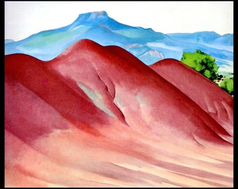 1936 Georgia O&#39;Keeffe Print, Pedernal And Red Hills, Oil On Canvas, Original Vintage Book Color Plate, Ready To Frame