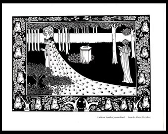 Aubrey Beardsley Print, Art Nouveau, Art Nouveau Print, Art Nouveau Poster, Wall Art,  "La Beale Isoud - From Morte D'Arthur",