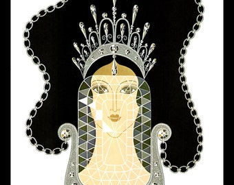 Erte  Print, The Precious Stones: "Diamond", Original Vintage Art Print, Ready To Frame