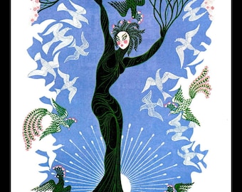 Erte  Print, The Seasons &quot;Spring&quot;, Original Vintage Art Print, Ready To Frame