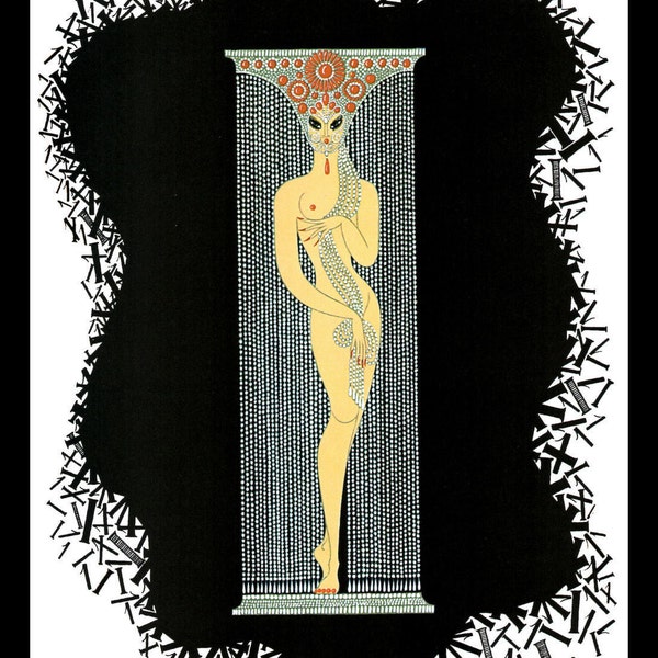 Erte Classic Art Deco Print, Numeral Series "1", Original Vintage Art Print, Ready To Frame, Highly Decorative