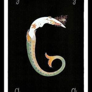 Erte Classic Art Deco Print, Alphabet Series "G", Original Vintage Art Print, Ready To Frame, Highly Decorative