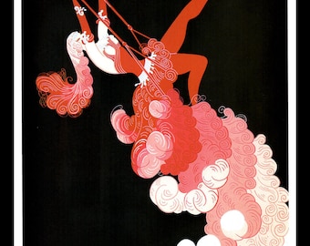 Erte  Print, Classic Art Deco, &#39;At The Theatre: Trapeze&#39;, Original Vintage Art Print, Ready To Frame