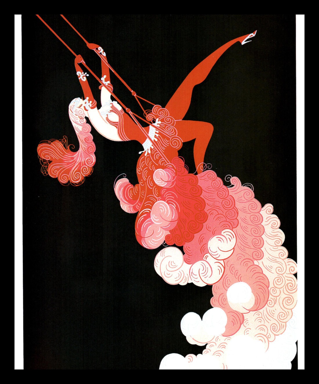 Erte  Print, Classic Art Deco, 'At The Theatre: Trapeze', Original Vintage Art Print, Ready To Frame