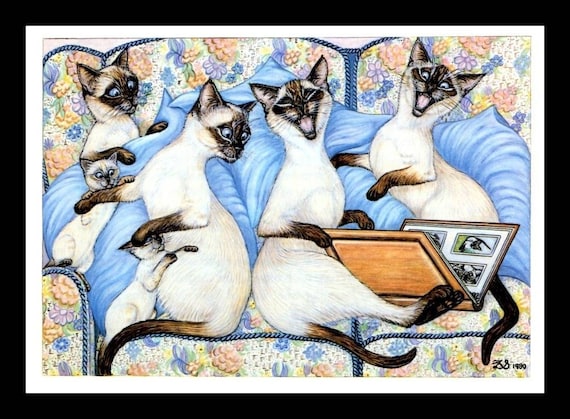 Cat Art Print, Cat Gift Ideas, Cute Cat Art, Cat Painting, Kitten Art Print, Cats, Cat Print, Cats, Zoe Stokes , Professionally Matted 8x10