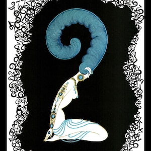 Erte Classic Art Deco Print, Numeral Series "2", Original Vintage Art Print, Ready To Frame, Highly Decorative